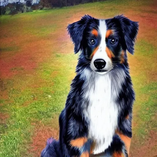 Image similar to australian shepard in the style of neil gaiman