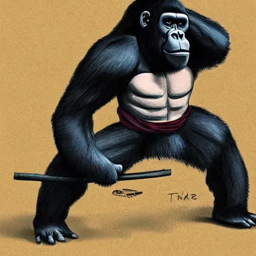 Image similar to a gorilla that is a samurai