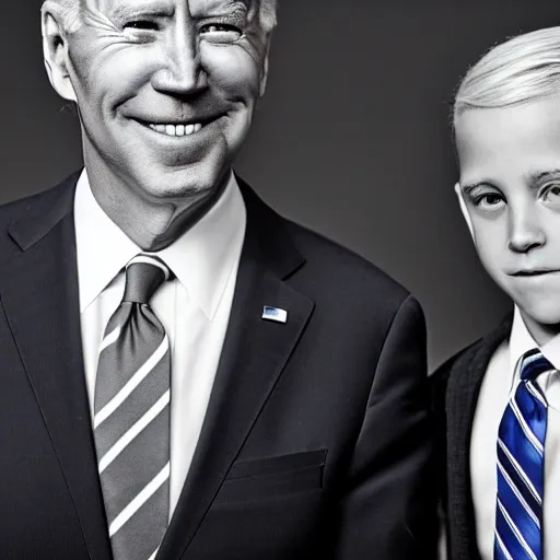 Image similar to A photo of joe biden teams up with a teenage joe biden, perfect faces, 50 mm, award winning photography