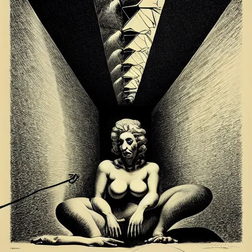 Image similar to lithography on paper secret lair conceptual figurative post - morden monumental dynamic portrait by goya and escher and hogarth, illusion surreal art, highly conceptual figurative art, intricate detailed illustration, controversial poster art, polish poster art, geometrical drawings, no blur