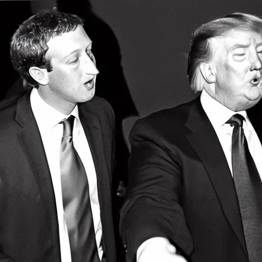 Image similar to 3 5 mm photograph of mark zuckerberg and donald trump having a fart war