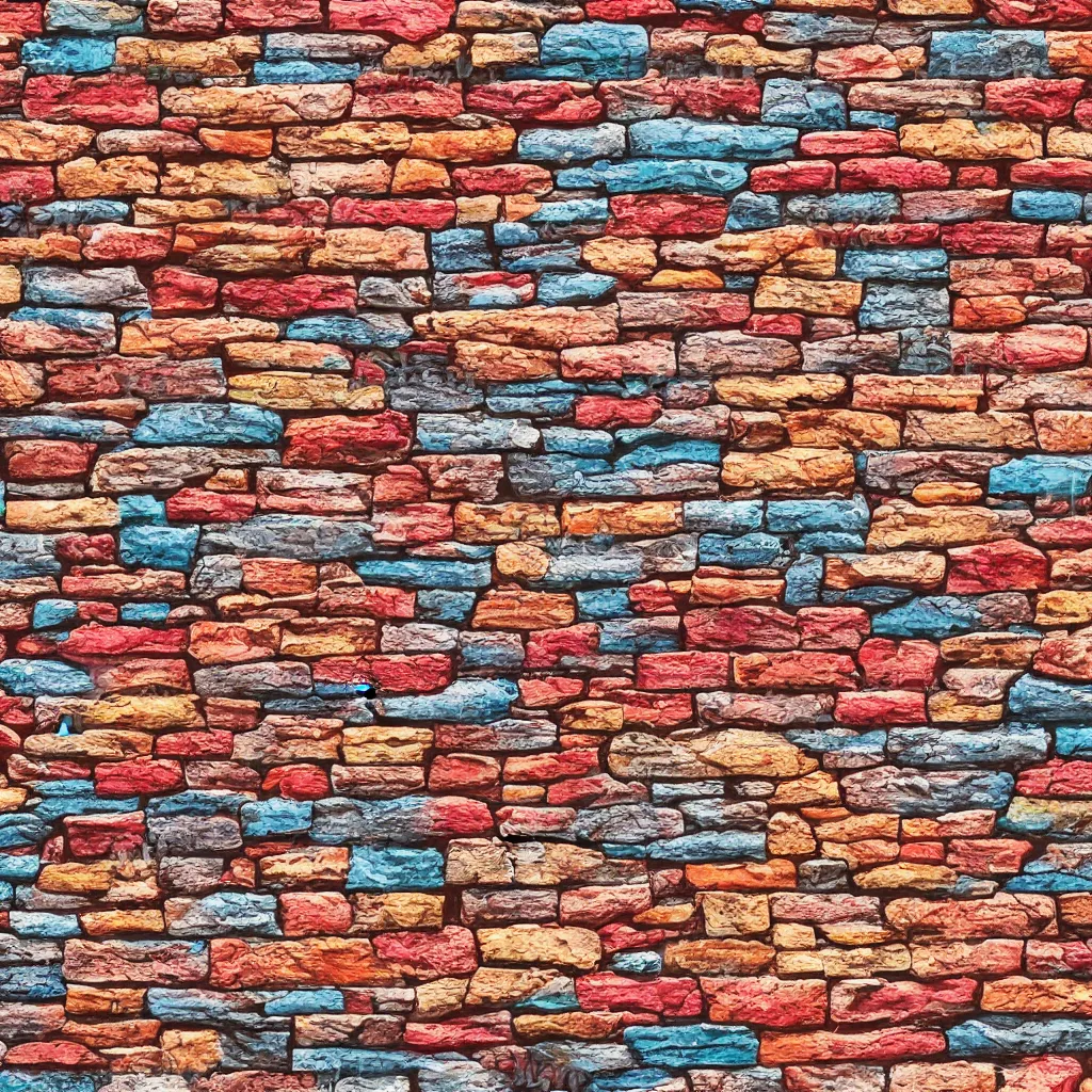 Prompt: multicolor painted brick texture