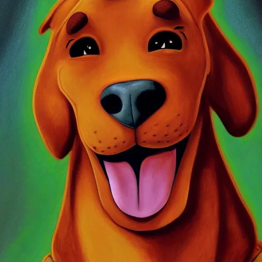 Image similar to an ultra - realistic portrait painting of scooby - doo in the style of alex ross. 4 k. ultra - realistic. highly detailed. epic lighting.