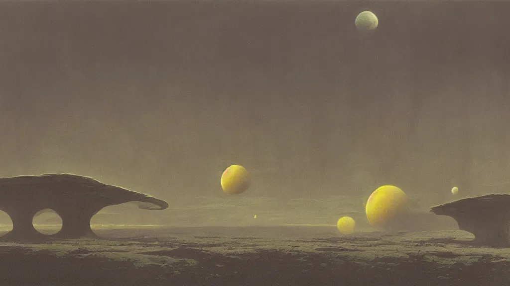 Image similar to otherworldly atmosphere of an evolving alien planet by arthur haas and bruce pennington and john schoenherr, cinematic matte painting