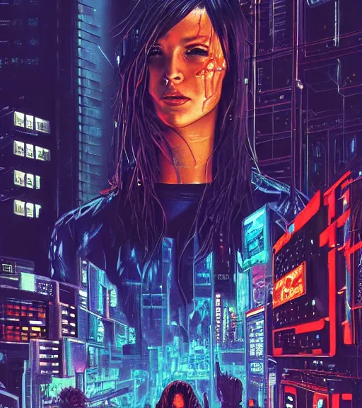 Image similar to a portrait of a cyberpunk person, Night City, cyberpunk 2077, very very coherent painting, 1979 OMNI Magazine Cover, street level neo-Tokyo in Cyberpunk 2077 style by Vincent Di Fate by mark arian by artgerm, 4k, 8k, HD, trending on artstation