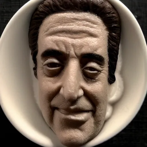 Prompt: al pacino's face made of milk foam in a cup of cappuccino, high detail