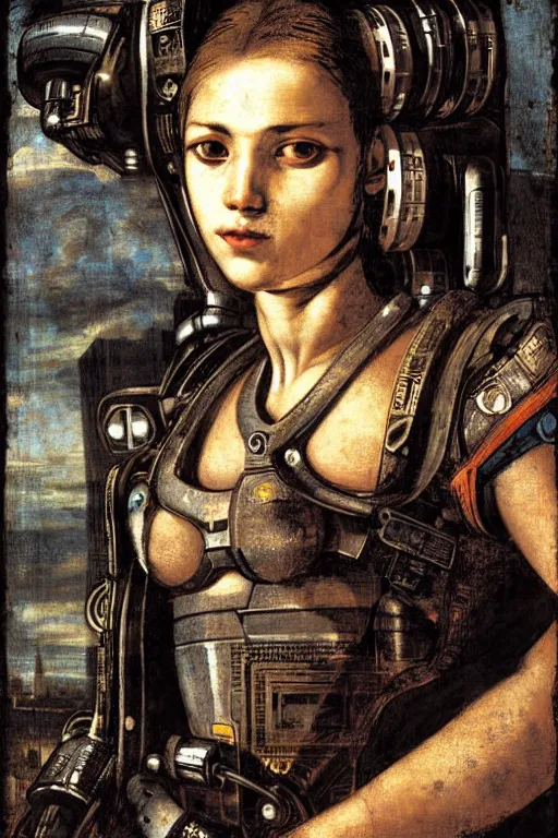 Image similar to a close - up portrait of a cyberpunk cyborg girl, by tintoretto, rule of thirds