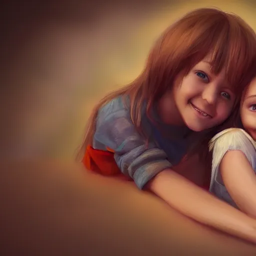 Image similar to a brother's life with his cute sister, photo realistic, dreamy, illustration, artstation, devainart, 8 k