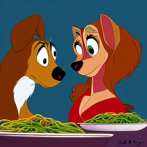 Prompt: kevin heart and melissa mcarthy lady and the tramp spaghetti, highly detailed