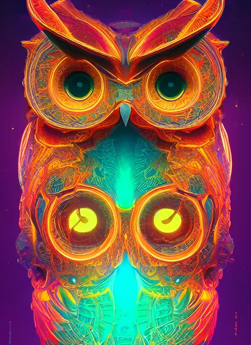 Prompt: symmetry!! product render poster vivid colors divine proportion owl, scifi, glowing fog intricate, elegant, highly detailed, digital painting, artstation, concept art, smooth, sharp focus, illustration,