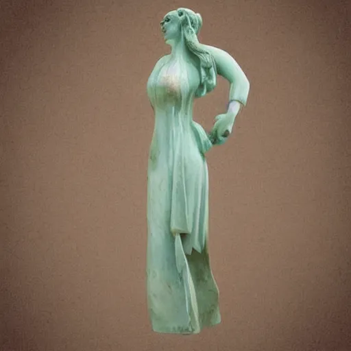 Prompt: “Ancient Greek goddess statue made of ceramics in celadon glaze, concept art, stylized”