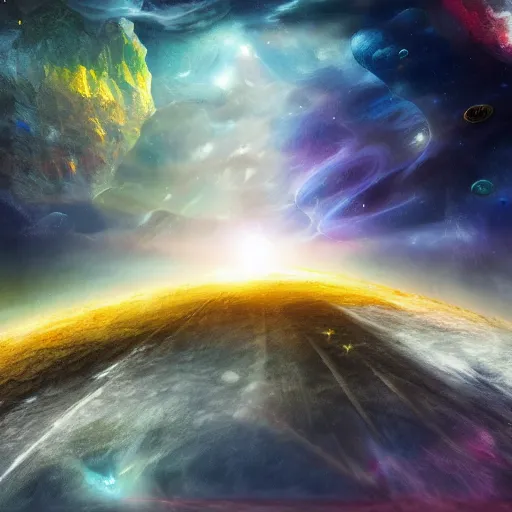 Prompt: fantasy art 4 k photo of the universe falling apart from the view of a human in an escape pod