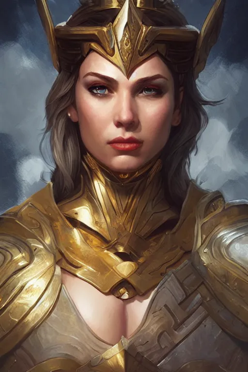 Image similar to amazon valkyrie athena, d & d, fantasy, portrait, highly detailed, headshot, digital painting, trending on artstation, concept art, sharp focus, illustration, art by artgerm and greg rutkowski and magali villeneuve