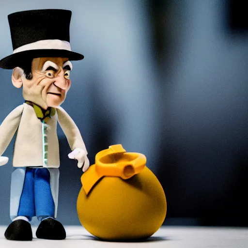 Image similar to a cinematic film still of a claymation stop motion film starring bill murray, shallow depth of field, 8 0 mm, f 1. 8