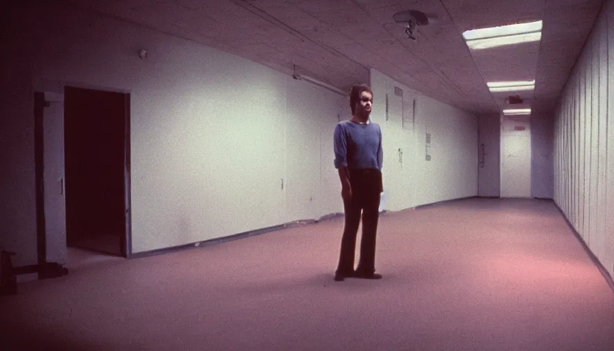 Image similar to 1 9 7 0 s movie still of a man in a flesh room, cinestill 8 0 0 t