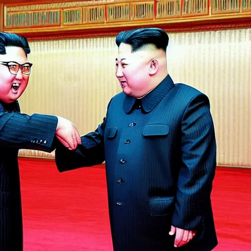 Image similar to kim jong un being instructed on how to do a cart wheel