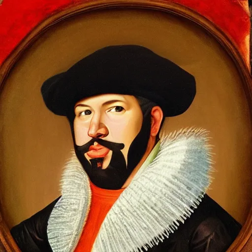 Image similar to a 1 6 0 0 s portrait painting of guy fieri pc gaming