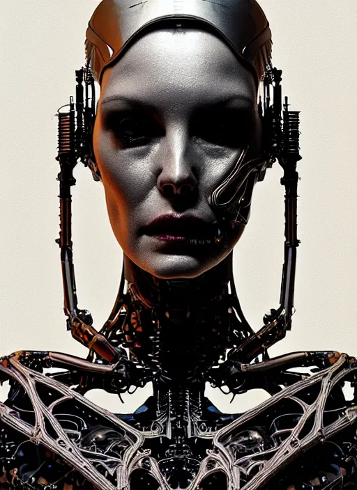 Prompt: a female cyborg profile face, by h. r. giger, by ismail inceoglu, by kiki smith, glamor shot, vintage, closeup, f / 2. 8, low contrast, 1 6 k, rim lighting, cinematic lighting, insanely detailed and intricate, hypermaximalist, elegant, ornate, hyper realistic, super detailed