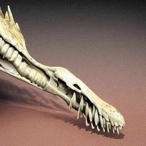Image similar to a award winning photo of a dinosaur fossil with long tooth, photorealistic, bones, detailed, 8 k
