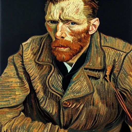 Image similar to high quality high detail painting by lucian freud, hd, portrait of van gogh, photorealistic lighting