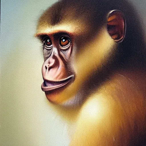 Image similar to a painting by jean - pierre arboleda of a monkey.