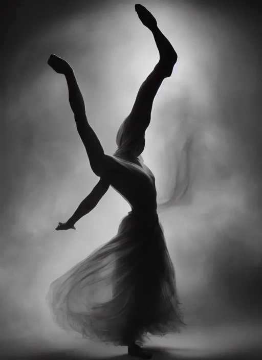 Image similar to a Photorealistic dramatic hyperrealistic render of a beautiful Female smoke dancer by Ken Brower and Deborah Ory of NYC Dance project,Lois Greenfield,Flowing cloth and smoke,Beautiful dynamic dramatic dark moody lighting,volumetric,shadows,cinematic atmosphere,Octane render,8K