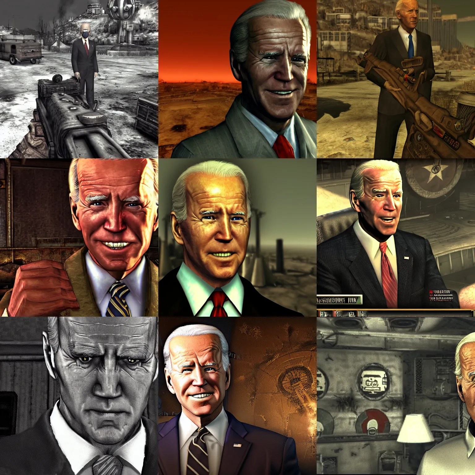 Prompt: Joe Biden in Fallout: New Vegas, screenshot,