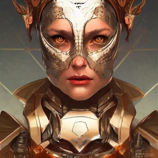 Prompt: digital ar of devil in rusty armor, portrait, digital painting, artstation, concept art, beautiful face, symmetric face, cinematic, by Artgerm and Greg Rutkowski and Alphonse Mucha,