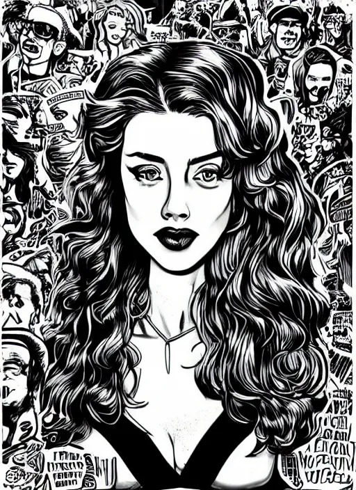 Image similar to amber heard as a Robert Crumb cartoon, detailed digital art, trending on Artstation