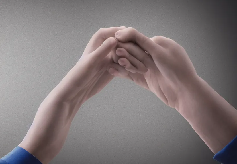 Prompt: two hands holding hands, ultra realistic, volumetric lighting, advertising photography, 8K UHD