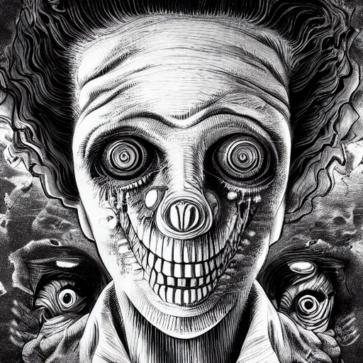 Prompt: eraserhead, surreal, creepy, horror, psychodelic, intricate, hyperdetailed, illustration, concept art, 8 k