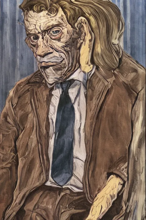 Image similar to Beast (Dr. Henry Philip Hank McCoy) from the X-Men by Lucian Freud