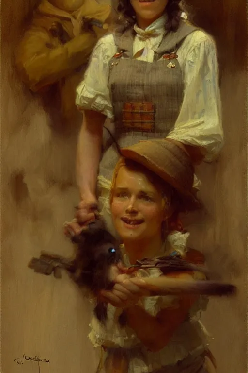Prompt: cottagecore maid, highly detailed painting by gaston bussiere, craig mullins, j. c. leyendecker 8 k