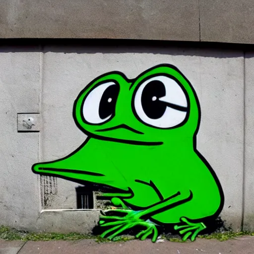 Image similar to pepe the frog street art by Banksy