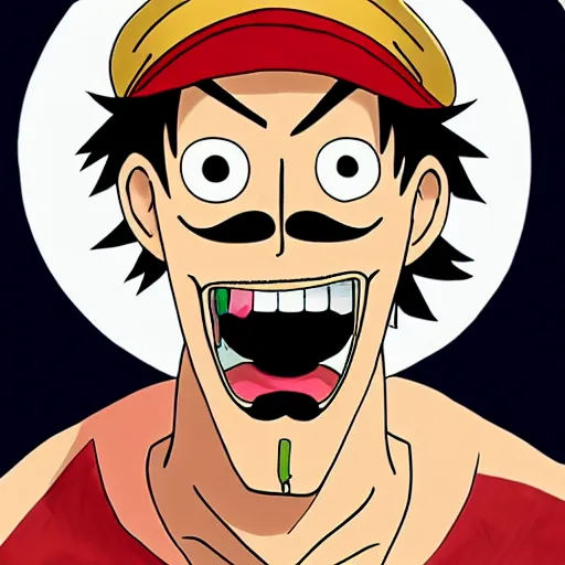 Prompt: [ luffy mustache ] ( by takao saito )