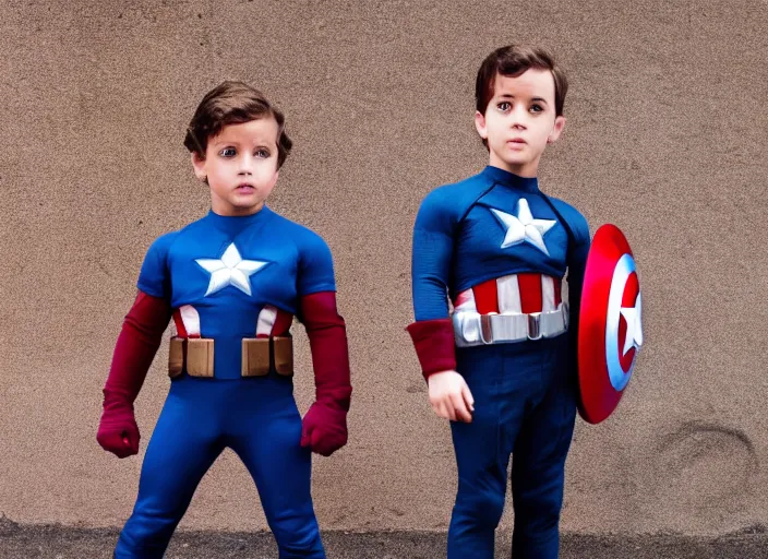 Image similar to young jerry seinfeld as captain america, photography