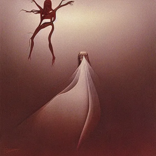 Image similar to Carmen sings so loud and beautifully, that it shatters worlds- contest-winning artwork by Zdzisław Beksiński and Salvador Dali