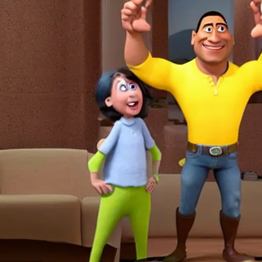 Prompt: dwayne johnson as a pixar character