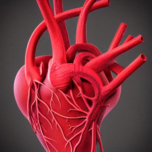 Prompt: A highly detailed and realistic 3D render of a human heart, with veins and arteries visible, medical illustration, 4k