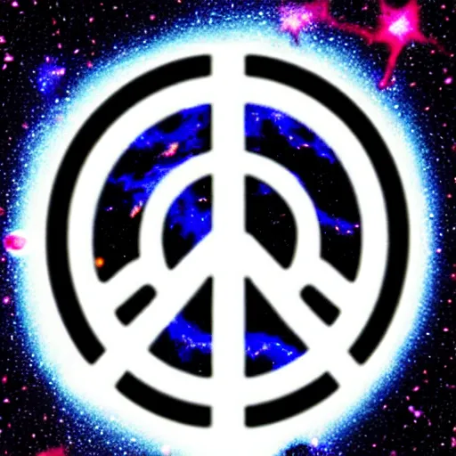 Image similar to peace sign among galaxies