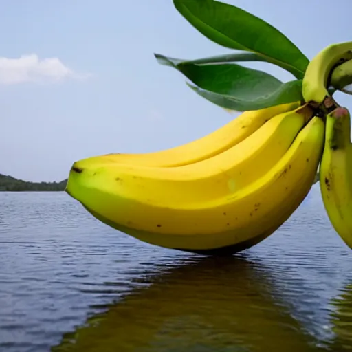 Prompt: friendly ripened banana in a boat