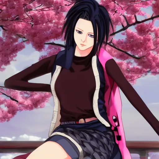 Image similar to Sakura Haruno posing for a photo shoot on a model magazine, trending on artstation, anime, 8k, very detailed, by Masashi Kishimoto, detailed facial expressions, digital art, wearing crop top