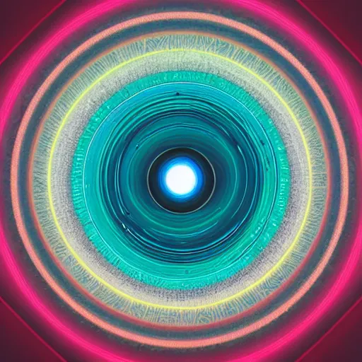 Prompt: a close up of a circular object with many colors, an ultrafine detailed painting by paul bodmer, behance, generative art, fractalism, biomorphic, quantum wavetracing
