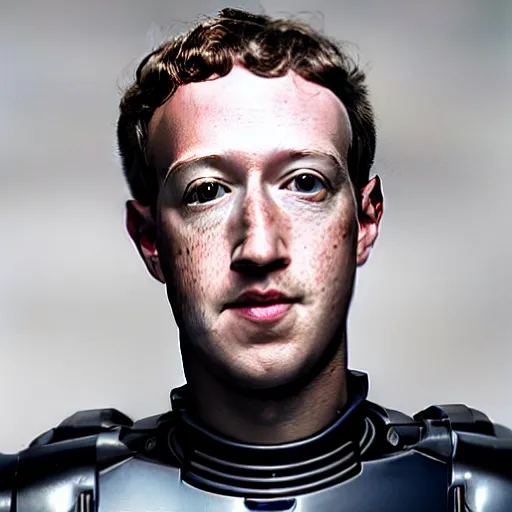 Prompt: Photo of Mark Zuckerberg as Robocop, 4k, high detail