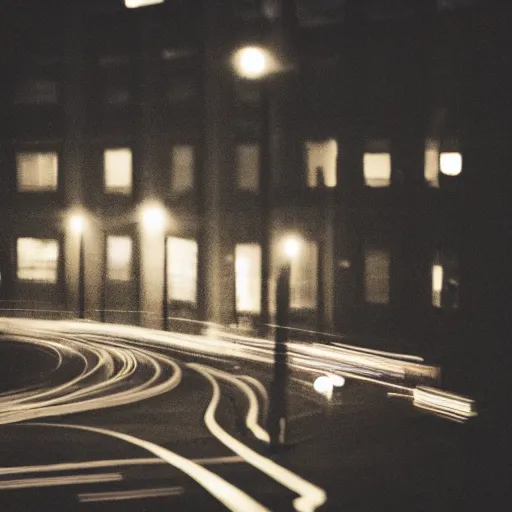 Image similar to a blurry photo of a city at night, a tilt shift photo by ian spriggs, featured on flickr, modular constructivism, long exposure, multiple exposure, soft mist