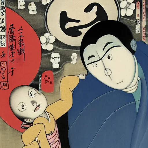 Image similar to the grim adventures of billy and mandy, oil painting, by ikenaga yasunari and ayana otake and ko rakusui