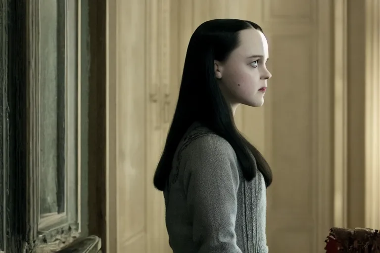 Prompt: a scene of wednesday addams in the haunting of hill house ( 2 0 1 8 ), 8 k, 4 k hd