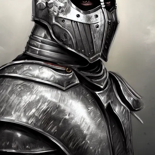 Image similar to portrait of an apocalyptic knight with an armor inspired by venetian masquerade, digital art trending on Artstation