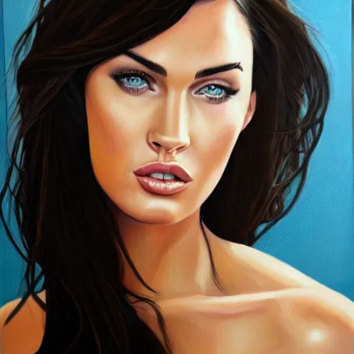 Image similar to a portrait of megan fox, oil painting