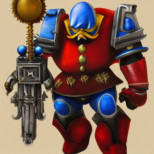 Prompt: dr robotnik in warhammer 4 0 k. trending on artstation